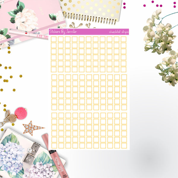 Checklist Strip Stickers 079, Bullet Journal Stickers, Functional Planner Stickers, Stationary Stickers