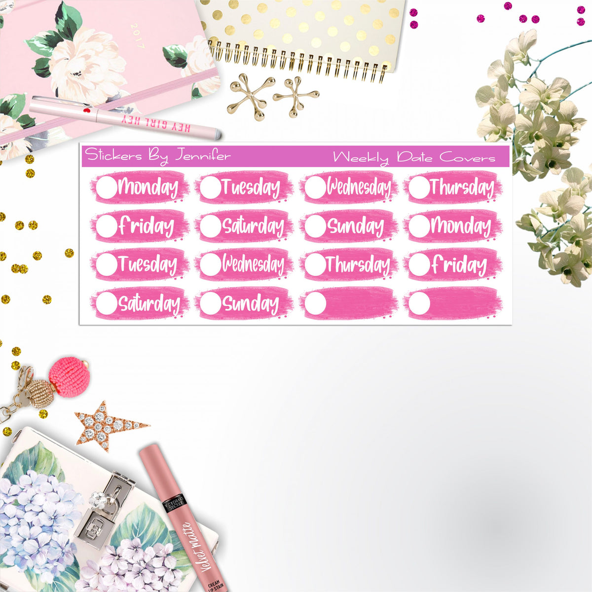Weekly Date Covers 079 Planner Stickers, Journal Stickers, Functional Planner Stickers, Stationary Stickers