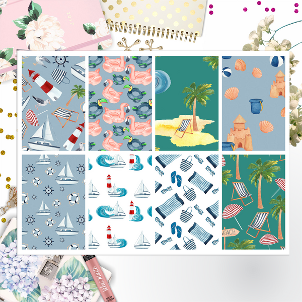 Summer Beach Theme 008 Box Big Happy Planner, Erin Condren, Classic Happy Planner