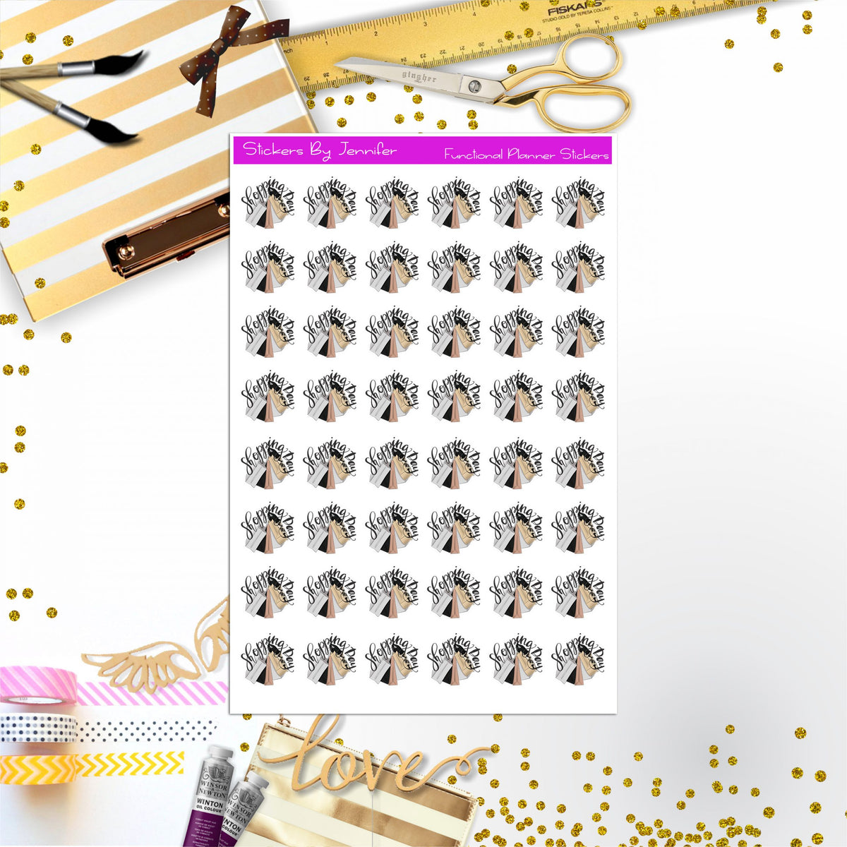 Shopping Day Icon Stickers, Planner Stickers, Journal Stickers, Functional Planner Stickers, Stationary Stickers