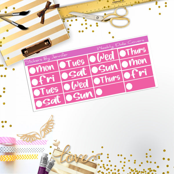 Weekly Date Covers R080 Planner Stickers, Journal Stickers, Functional Planner Stickers, Stationary Stickers