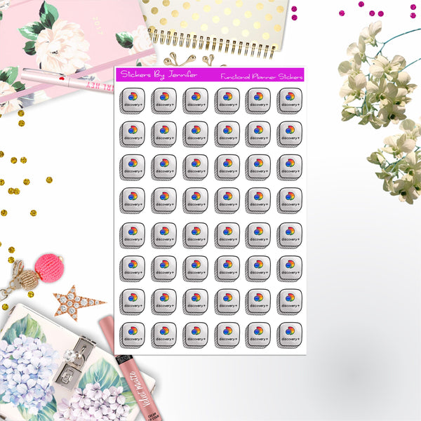 Discovery Plus Streaming Icon Stickers, Planner Stickers, Journal Stickers, Functional Planner Stickers, Stationary Stickers