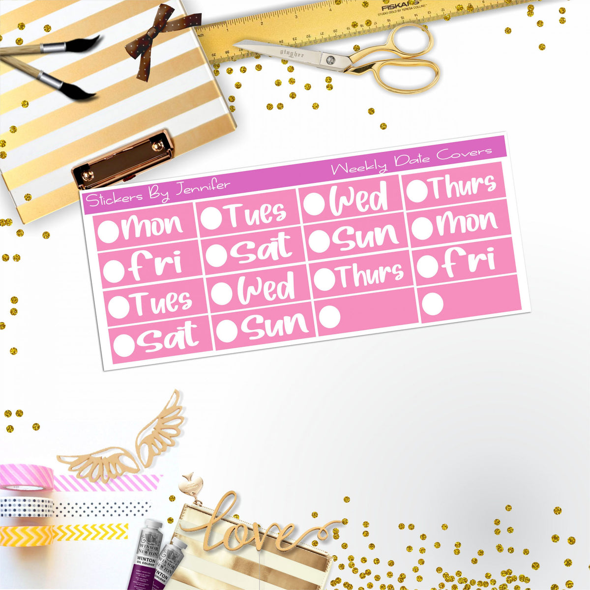 Weekly Date Covers R081 Planner Stickers, Journal Stickers, Functional Planner Stickers, Stationary Stickers