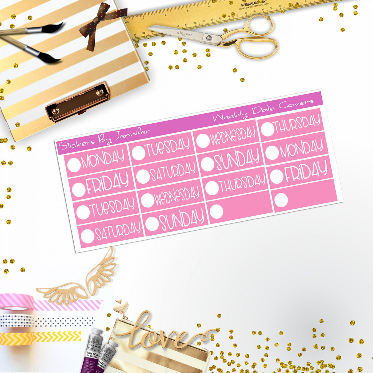 Weekly Date Covers P081 Planner Stickers, Journal Stickers, Functional Planner Stickers, Stationary Stickers