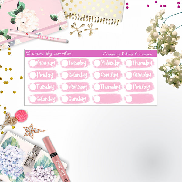 Weekly Date Covers 081 Planner Stickers, Journal Stickers, Functional Planner Stickers, Stationary Stickers