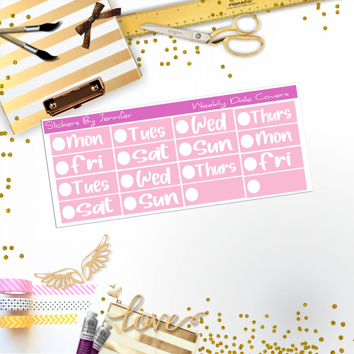 Weekly Date Covers R082 Planner Stickers, Journal Stickers, Functional Planner Stickers, Stationary Stickers