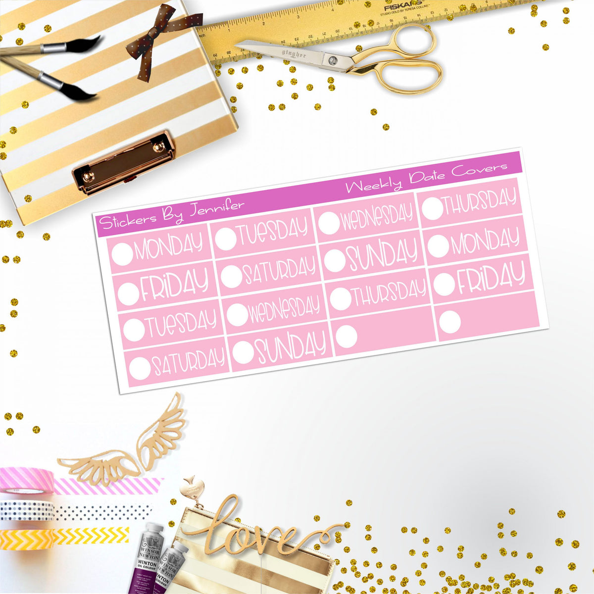 Weekly Date Covers P082 Planner Stickers, Journal Stickers, Functional Planner Stickers, Stationary Stickers