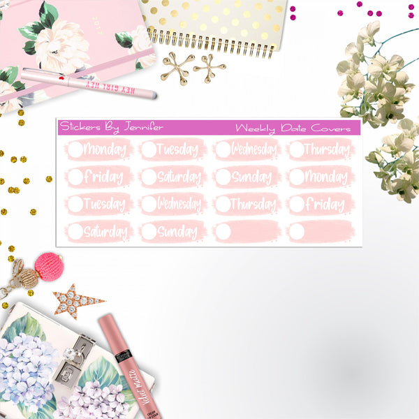 Weekly Date Covers 082 Planner Stickers, Journal Stickers, Functional Planner Stickers, Stationary Stickers