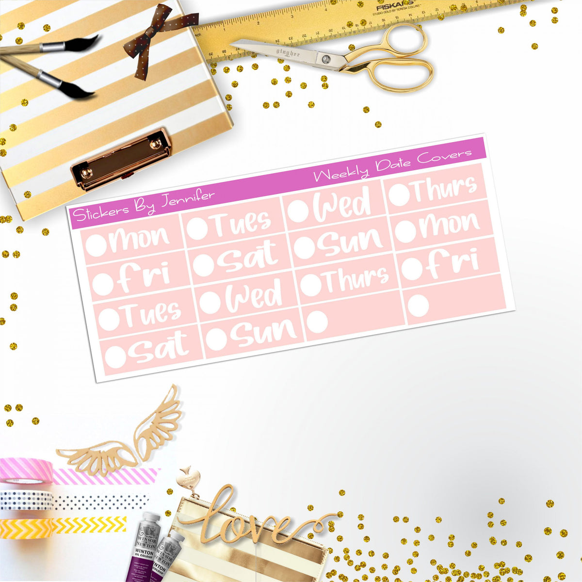 Weekly Date Covers R083 Planner Stickers, Journal Stickers, Functional Planner Stickers, Stationary Stickers