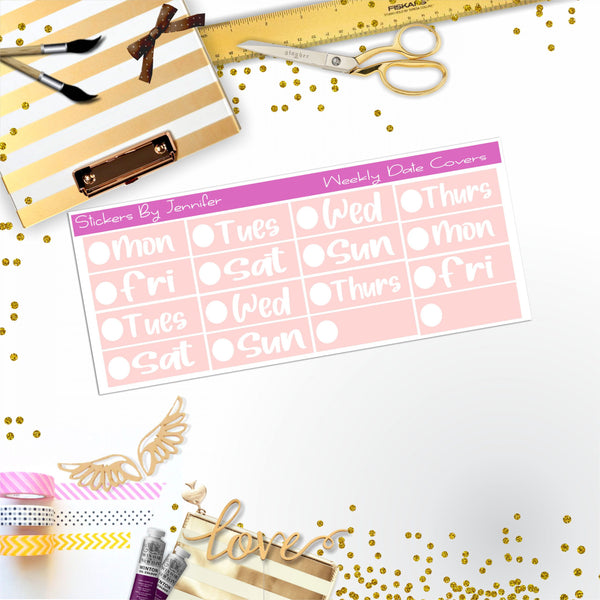 Weekly Date Covers R083 Planner Stickers, Journal Stickers, Functional Planner Stickers, Stationary Stickers