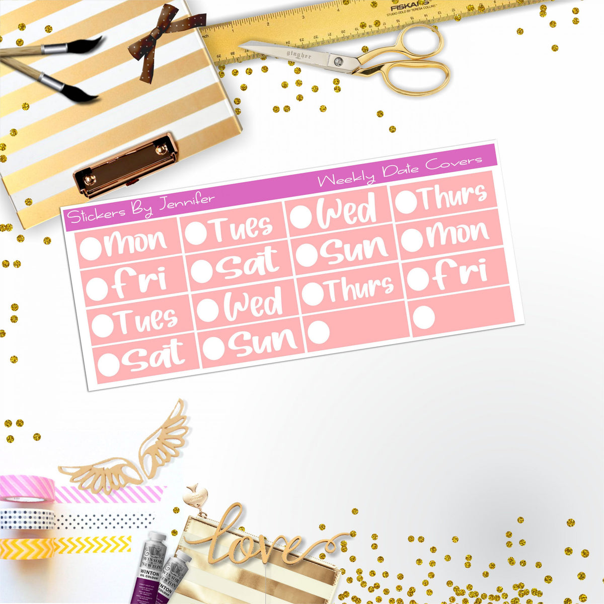 Weekly Date Covers R084 Planner Stickers, Journal Stickers, Functional Planner Stickers, Stationary Stickers