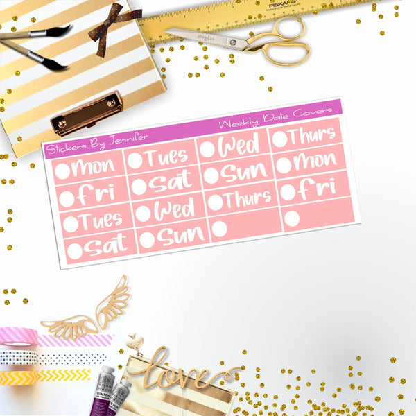 Weekly Date Covers R084 Planner Stickers, Journal Stickers, Functional Planner Stickers, Stationary Stickers