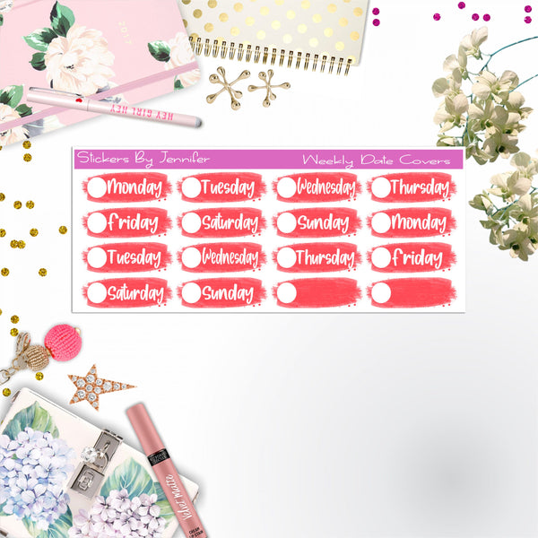 Weekly Date Covers 085 Planner Stickers, Journal Stickers, Functional Planner Stickers, Stationary Stickers