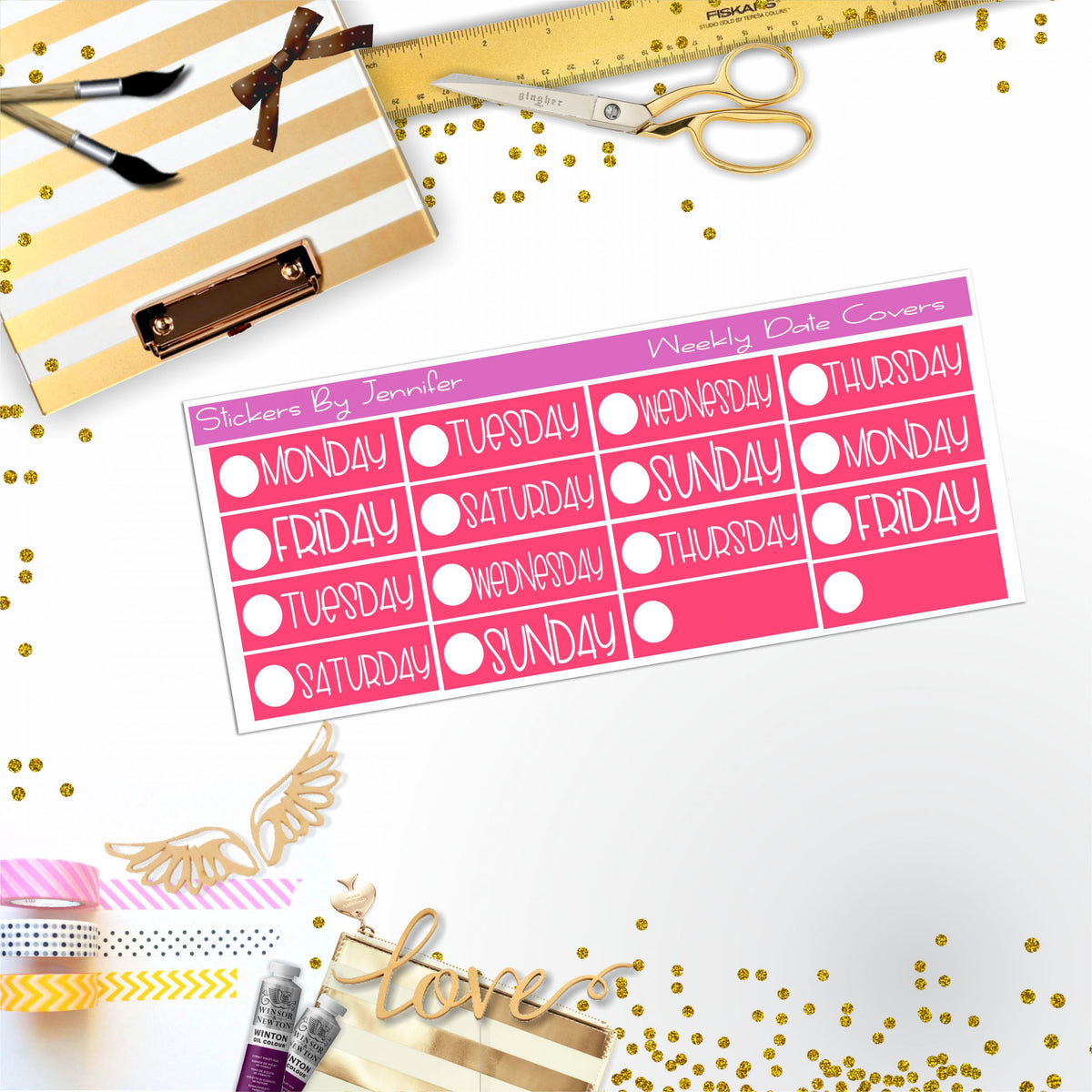 Weekly Date Covers P085 Planner Stickers, Journal Stickers, Functional Planner Stickers, Stationary Stickers