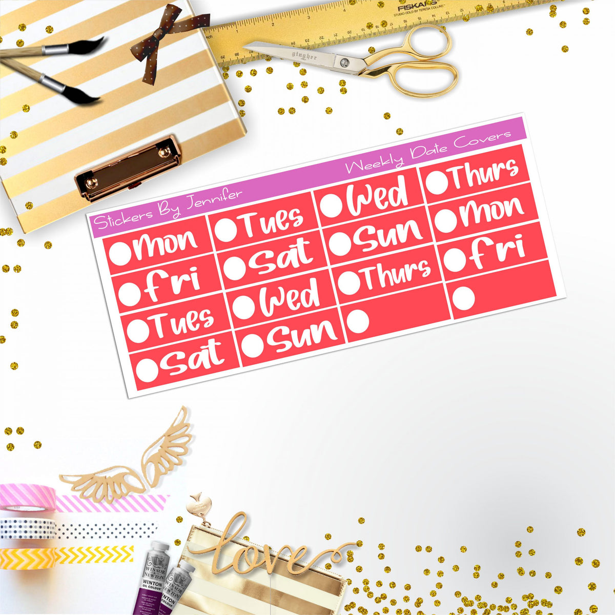 Weekly Date Covers R086 Planner Stickers, Journal Stickers, Functional Planner Stickers, Stationary Stickers