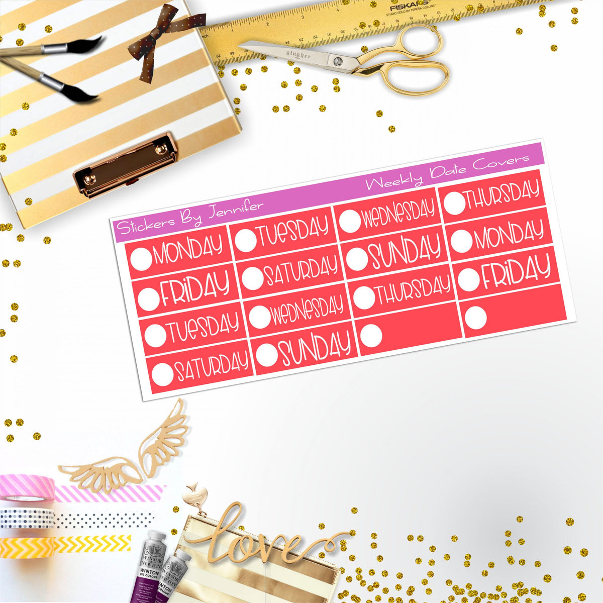 Weekly Date Covers P086 Planner Stickers, Journal Stickers, Functional Planner Stickers, Stationary Stickers