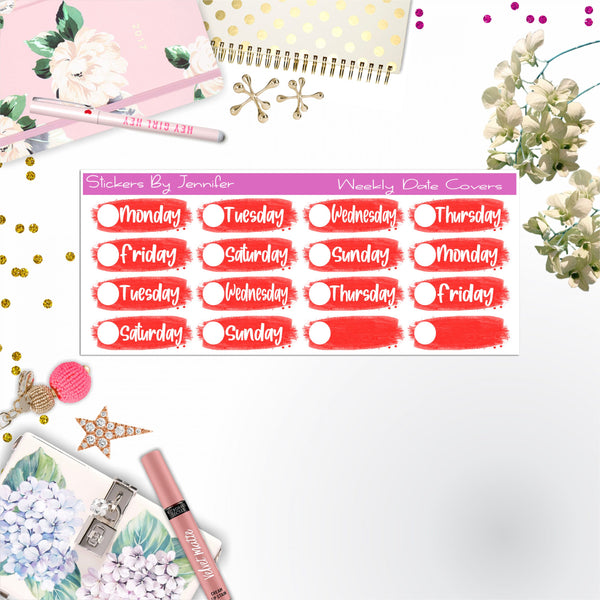 Weekly Date Covers 086 Planner Stickers, Journal Stickers, Functional Planner Stickers, Stationary Stickers