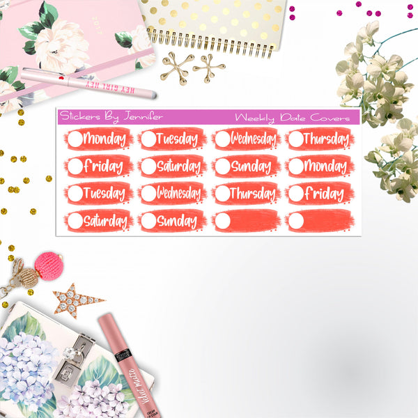 Weekly Date Covers 087 Planner Stickers, Journal Stickers, Functional Planner Stickers, Stationary Stickers