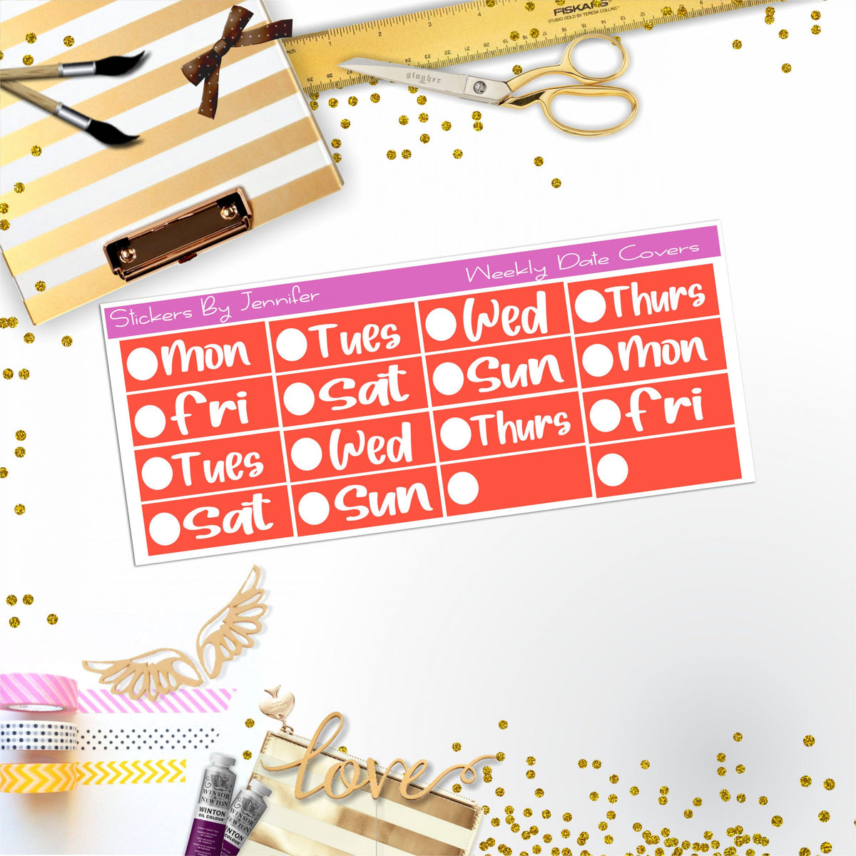 Weekly Date Covers R088 Planner Stickers, Journal Stickers, Functional Planner Stickers, Stationary Stickers