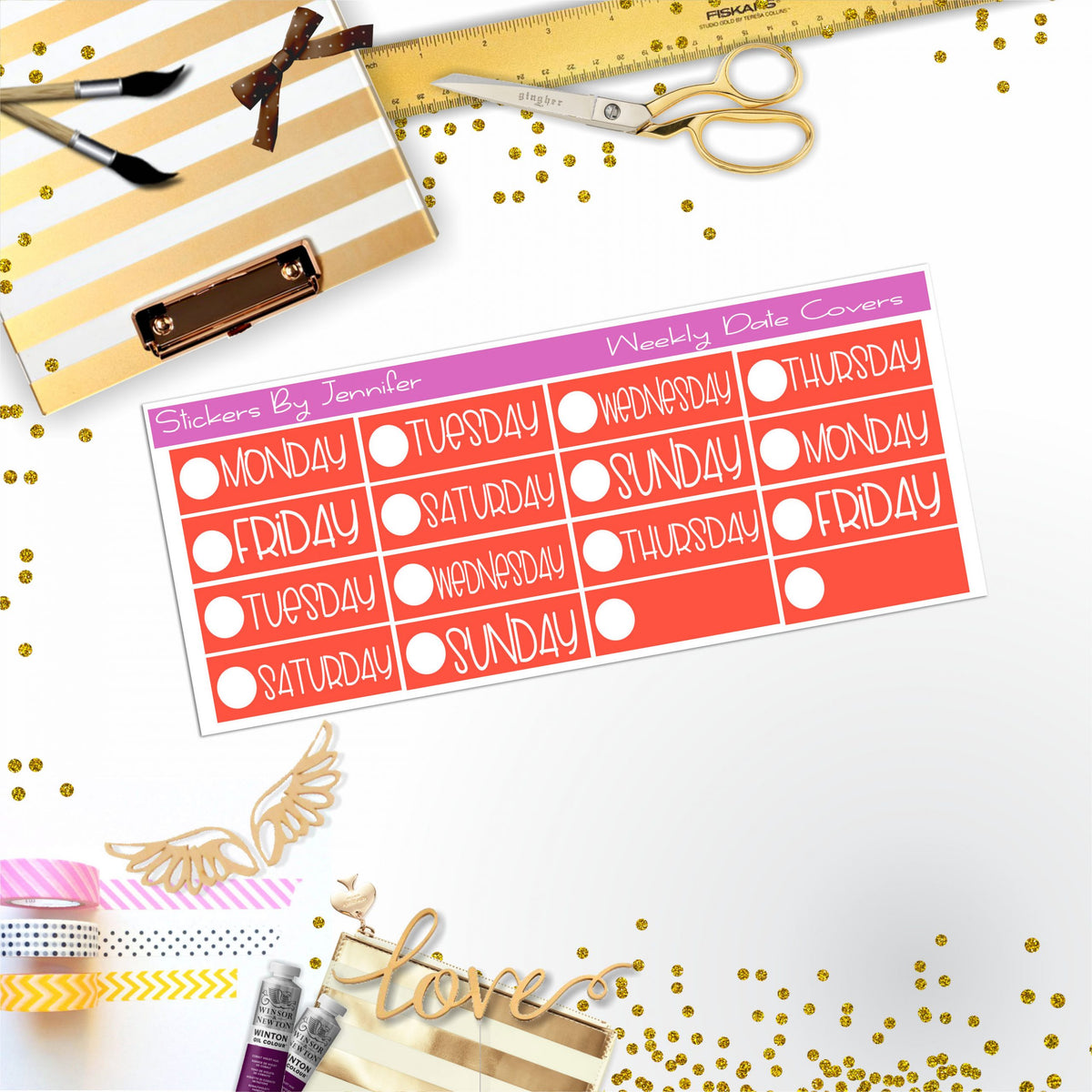Weekly Date Covers P088 Planner Stickers, Journal Stickers, Functional Planner Stickers, Stationary Stickers