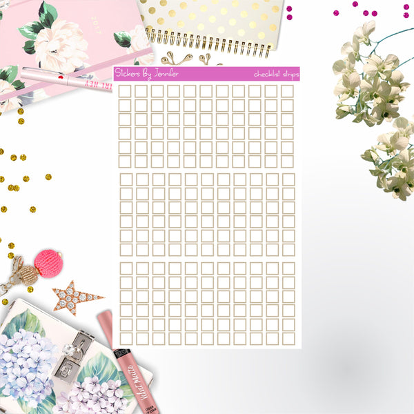 Checklist Strip Stickers 088, Bullet Journal Stickers, Functional Planner Stickers, Stationary Stickers