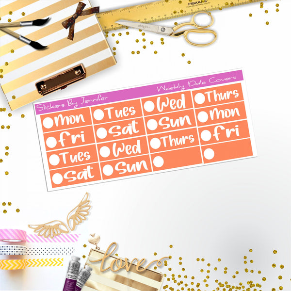Weekly Date Covers R089 Planner Stickers, Journal Stickers, Functional Planner Stickers, Stationary Stickers