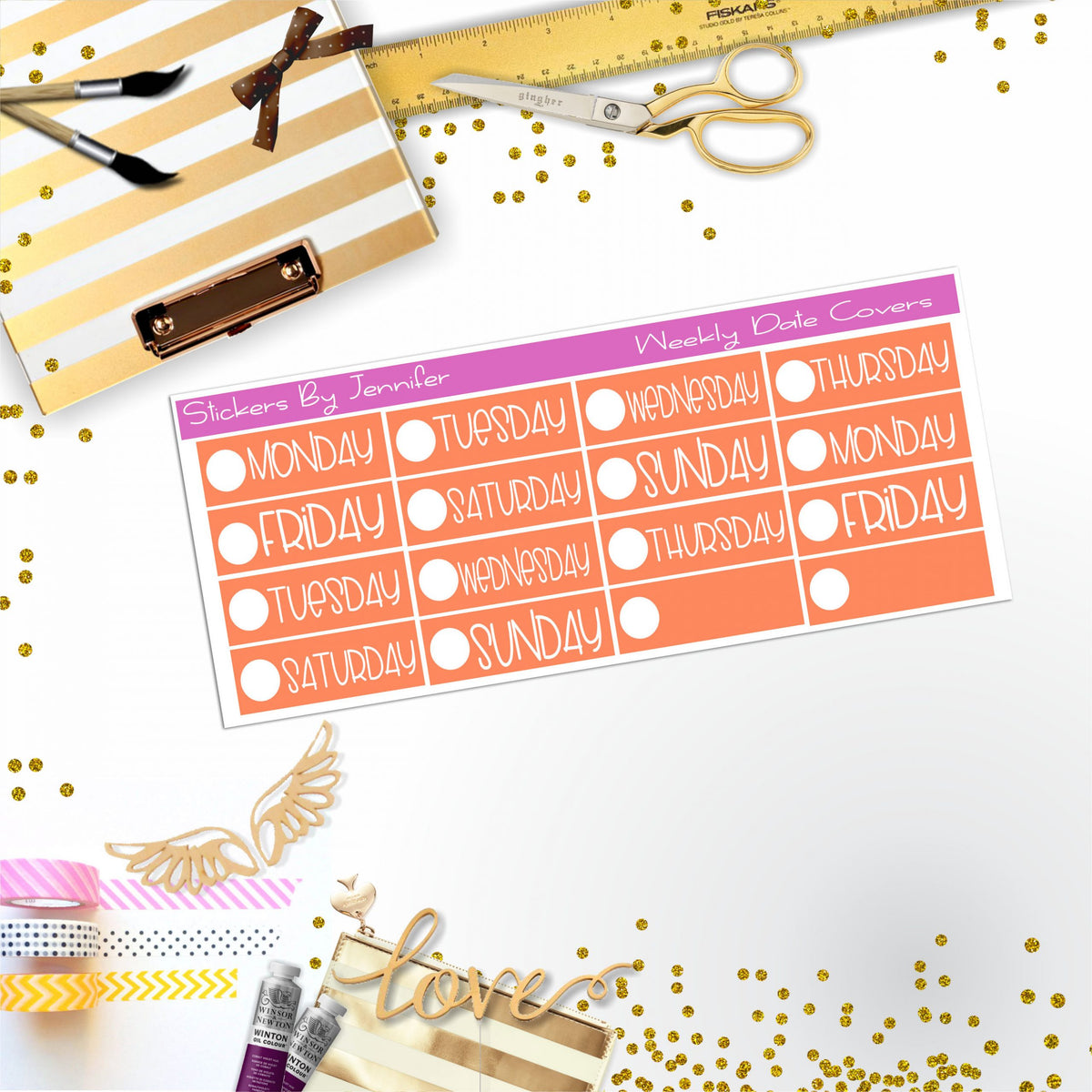 Weekly Date Covers P089 Planner Stickers, Journal Stickers, Functional Planner Stickers, Stationary Stickers