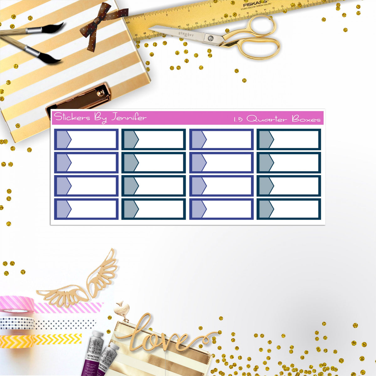 Quarter Boxes 009 Planner Stickers, Journal Stickers, Functional Planner Stickers, Stationary Stickers
