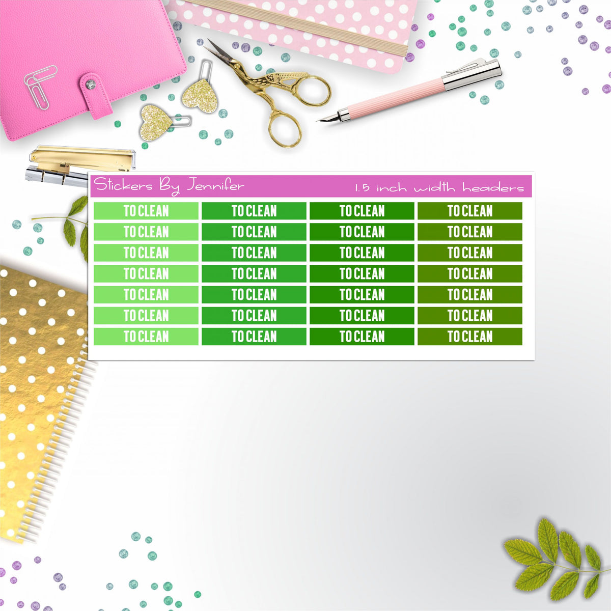 To Clean 009 Planner Headers, Planner Stickers, Journal Stickers, Functional Planner Stickers, Stationary Stickers