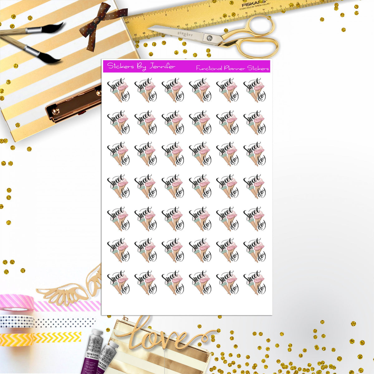 Sweet Day Icon Stickers, Planner Stickers, Journal Stickers, Functional Planner Stickers, Stationary Stickers