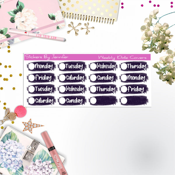 Weekly Date Covers 009 Planner Stickers, Journal Stickers, Functional Planner Stickers, Stationary Stickers