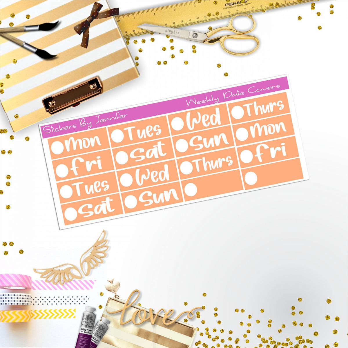 Weekly Date Covers R090 Planner Stickers, Journal Stickers, Functional Planner Stickers, Stationary Stickers