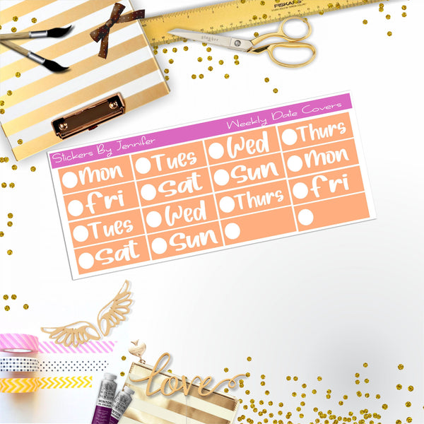 Weekly Date Covers R090 Planner Stickers, Journal Stickers, Functional Planner Stickers, Stationary Stickers