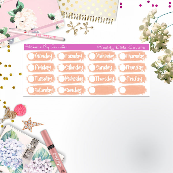 Weekly Date Covers 091 Planner Stickers, Journal Stickers, Functional Planner Stickers, Stationary Stickers