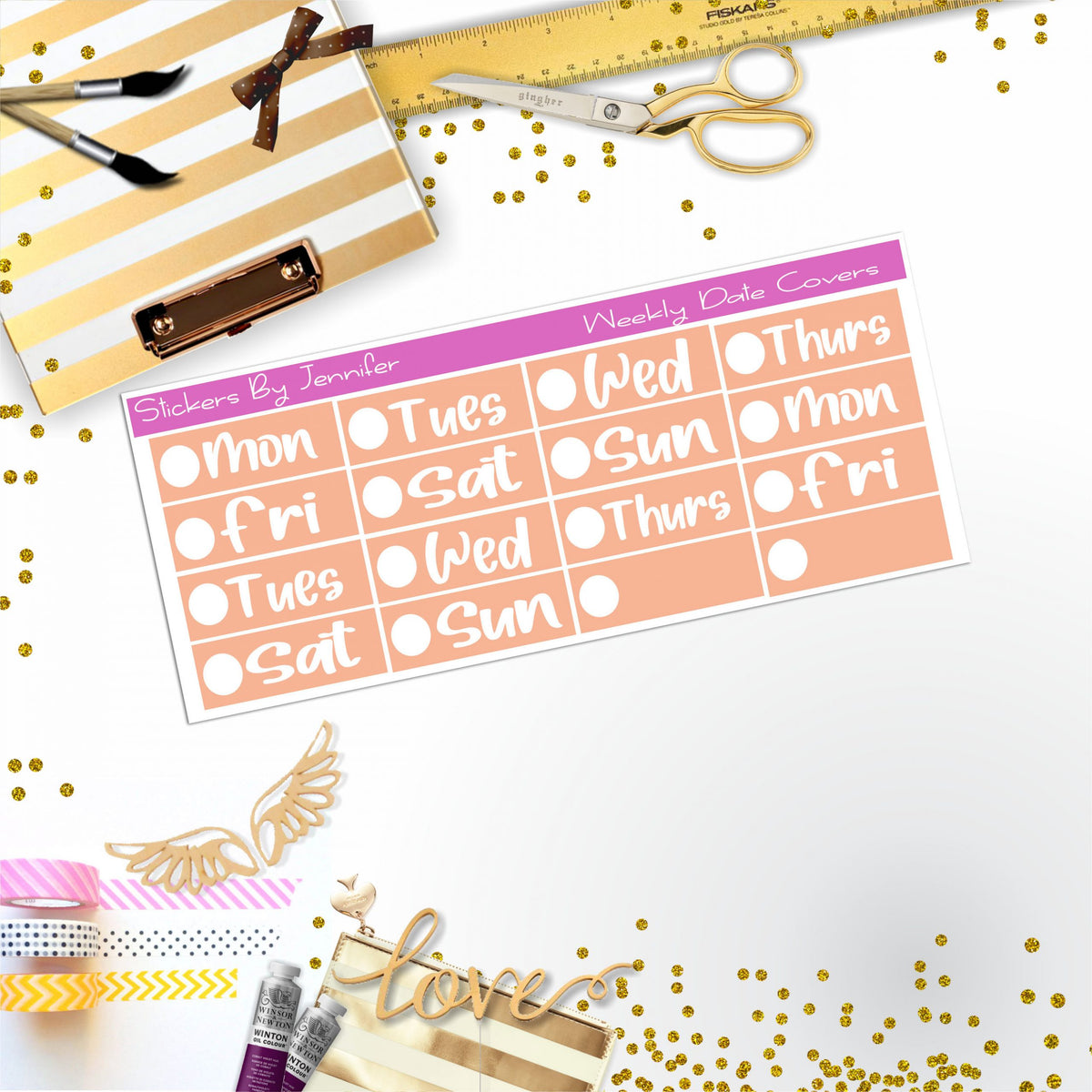 Weekly Date Covers R092 Planner Stickers, Journal Stickers, Functional Planner Stickers, Stationary Stickers