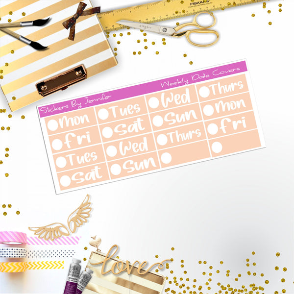 Weekly Date Covers R093 Planner Stickers, Journal Stickers, Functional Planner Stickers, Stationary Stickers