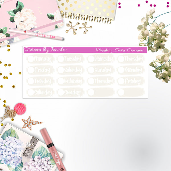Weekly Date Covers 093 Planner Stickers, Journal Stickers, Functional Planner Stickers, Stationary Stickers