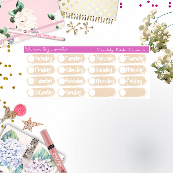 Weekly Date Covers 094 Planner Stickers, Journal Stickers, Functional Planner Stickers, Stationary Stickers