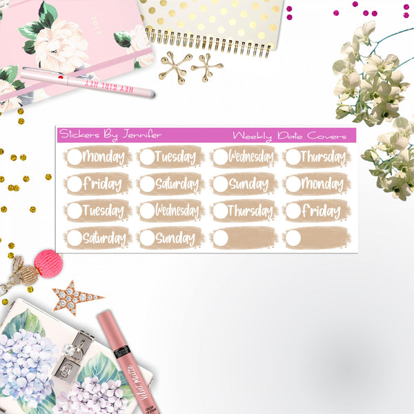 Weekly Date Covers 095 Planner Stickers, Journal Stickers, Functional Planner Stickers, Stationary Stickers