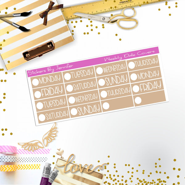 Weekly Date Covers P096 Planner Stickers, Journal Stickers, Functional Planner Stickers, Stationary Stickers