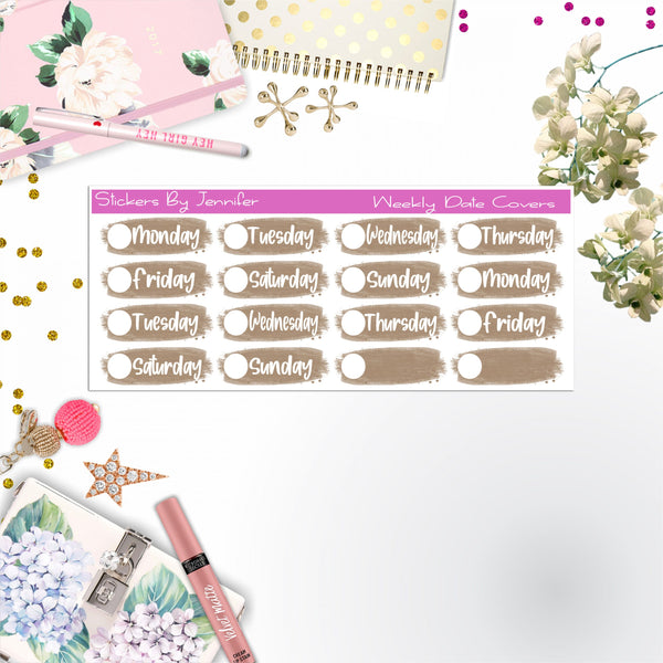 Weekly Date Covers 096 Planner Stickers, Journal Stickers, Functional Planner Stickers, Stationary Stickers