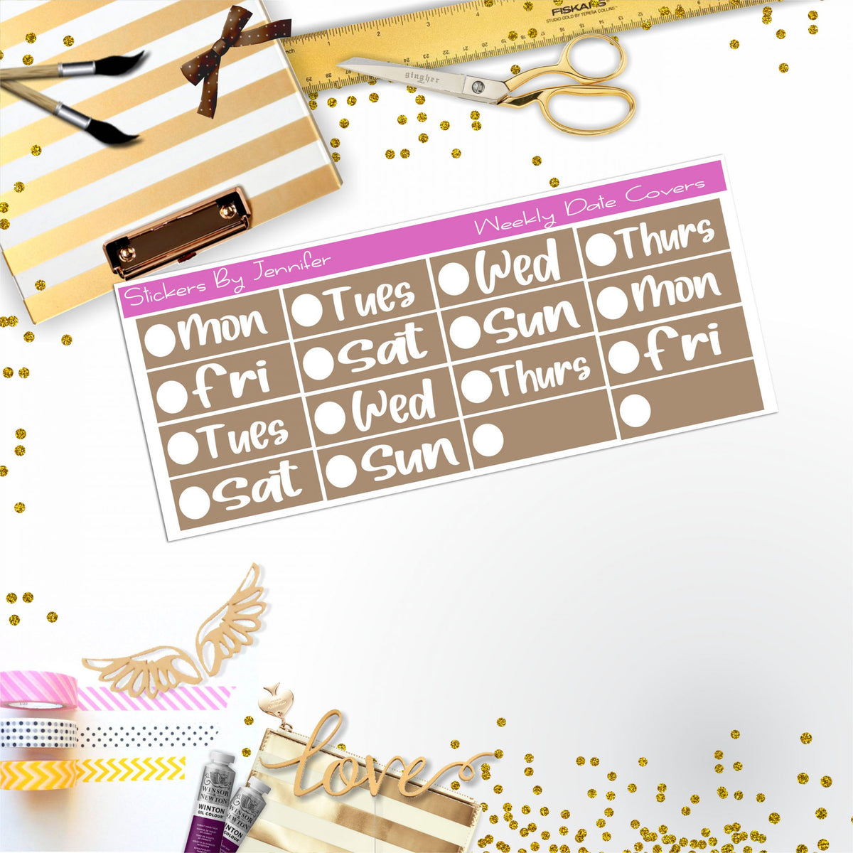 Weekly Date Covers R097 Planner Stickers, Journal Stickers, Functional Planner Stickers, Stationary Stickers