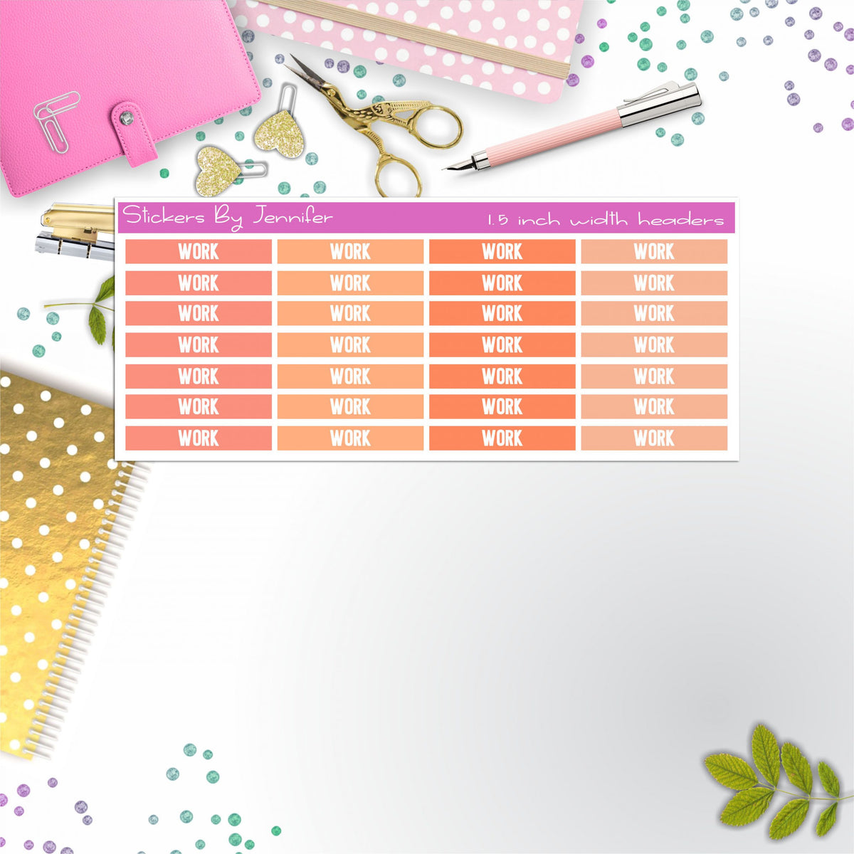 Work 097 Planner Headers, Planner Stickers, Journal Stickers, Functional Planner Stickers, Stationary Stickers