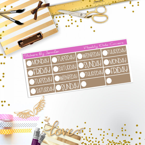 Weekly Date Covers P097 Planner Stickers, Journal Stickers, Functional Planner Stickers, Stationary Stickers