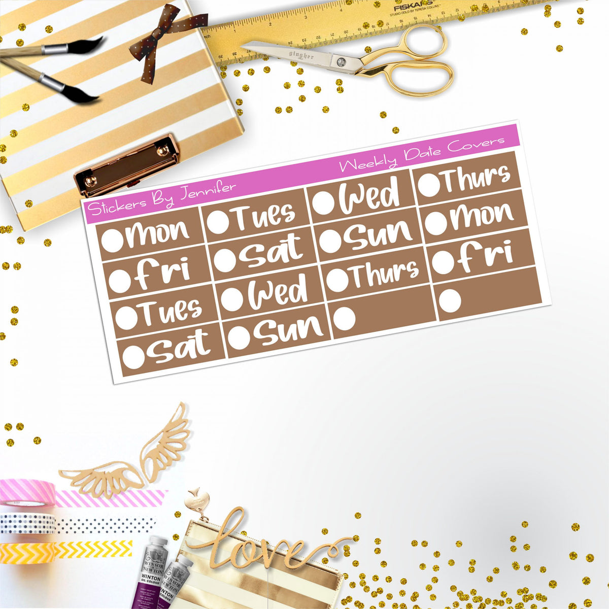 Weekly Date Covers R098 Planner Stickers, Journal Stickers, Functional Planner Stickers, Stationary Stickers