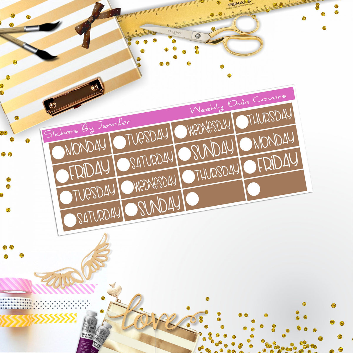 Weekly Date Covers P098 Planner Stickers, Journal Stickers, Functional Planner Stickers, Stationary Stickers