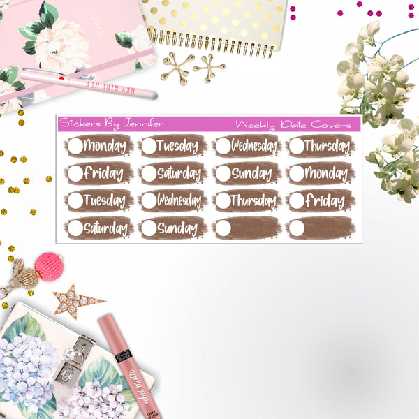 Weekly Date Covers 098 Planner Stickers, Journal Stickers, Functional Planner Stickers, Stationary Stickers