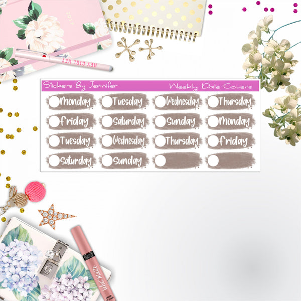Weekly Date Covers 099 Planner Stickers, Journal Stickers, Functional Planner Stickers, Stationary Stickers