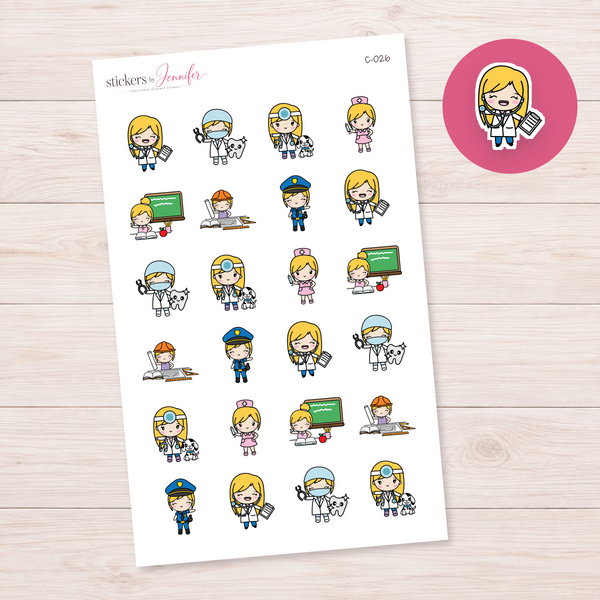 Work and Careers Character Planner Stickers — light-skin blonde | C-026