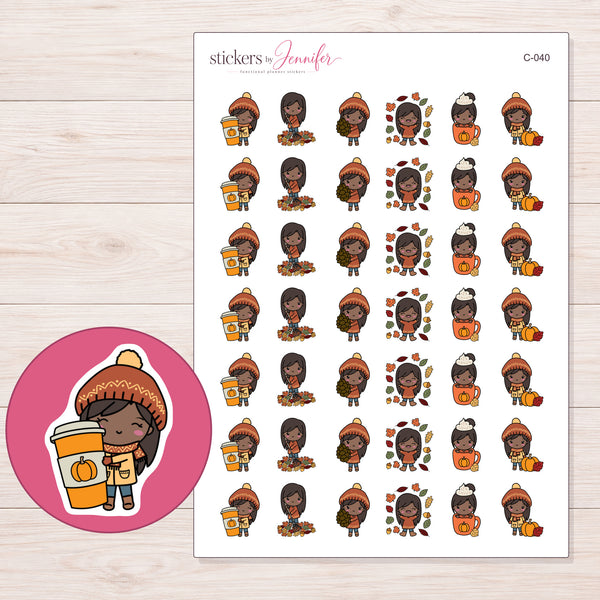 C-040 planner sticker sheet with enlarged sticker detail